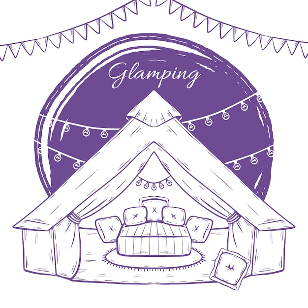 Vecteur gratuit illustration de glamping dessinée à la main