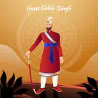 Vecteur gratuit illustration de gourou dégradé gobind singh jayanti