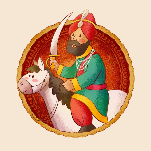 Vecteur gratuit illustration de gourou gobind singh jayanti dessiné à la main