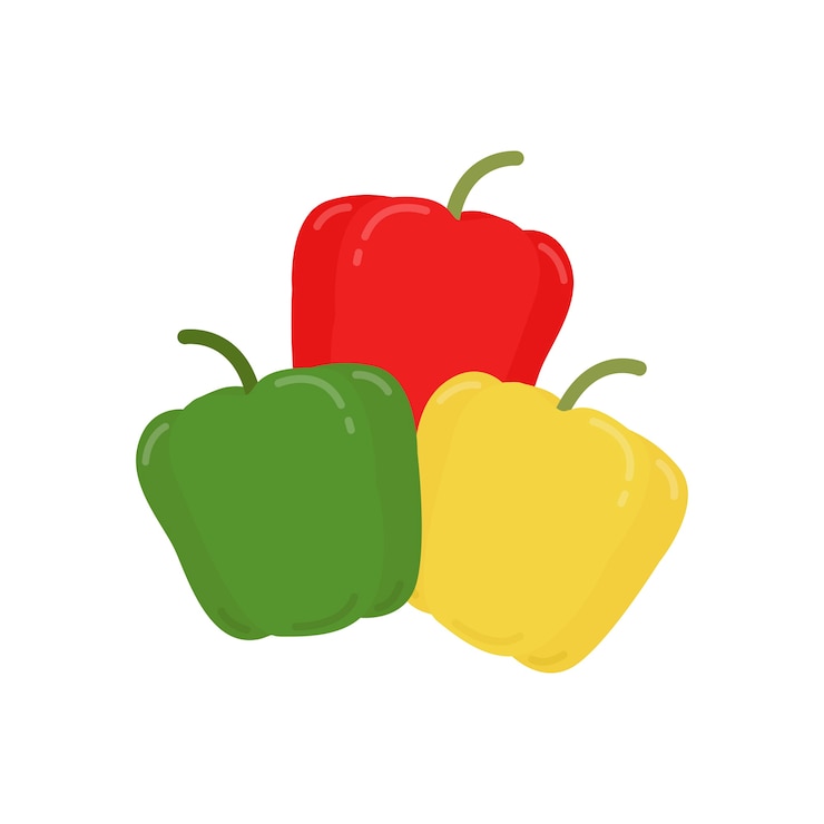 Vecteur gratuit illustration graphique rouge poivrons verts et jaunes