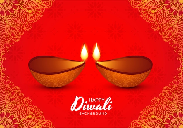 Illustration De La Gravure De Diya Sur Fond De Vacances Joyeuses Diwali