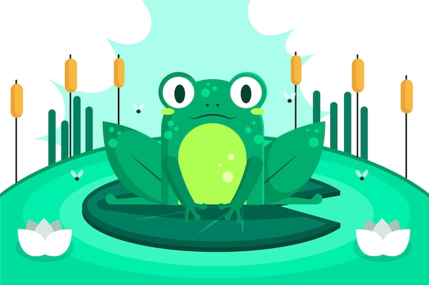 Vecteur gratuit illustration de grenouille adorable design plat