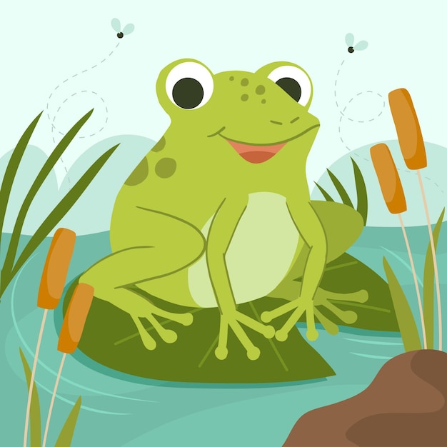 Illustration De Grenouille Mignonne Design Plat