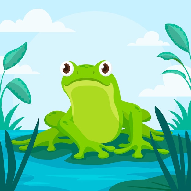 Illustration de grenouille plate organique