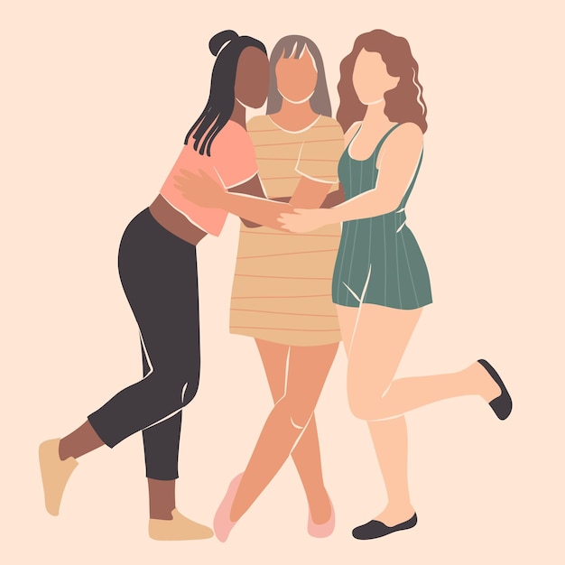 Vecteur gratuit illustration de groupe de femmes dessinées à la main