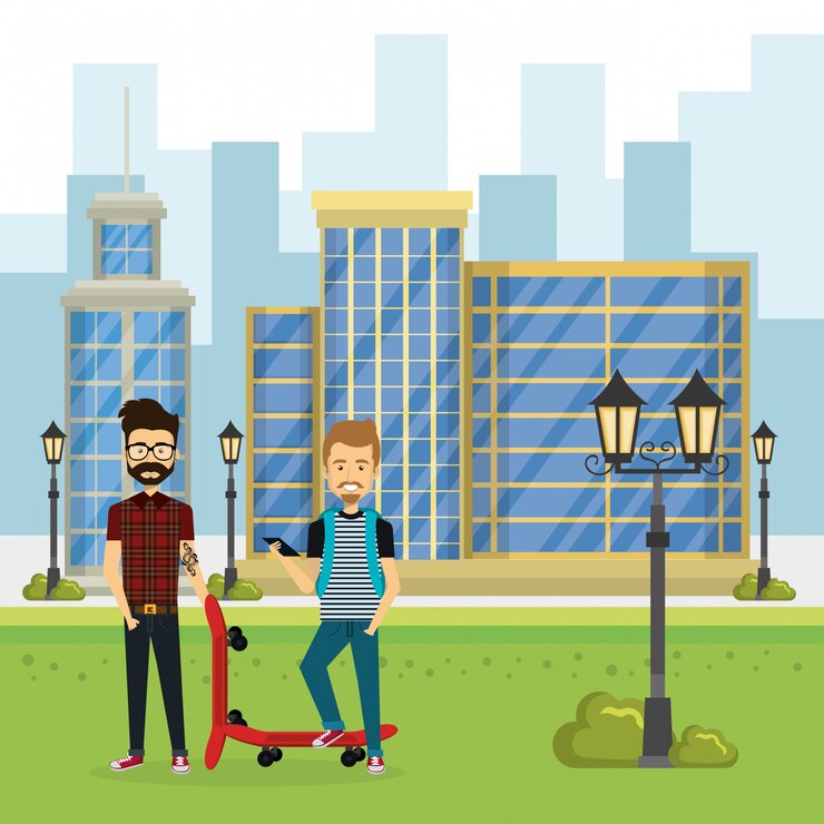 Vecteur gratuit illustration d'un groupe de personnes dans le parc