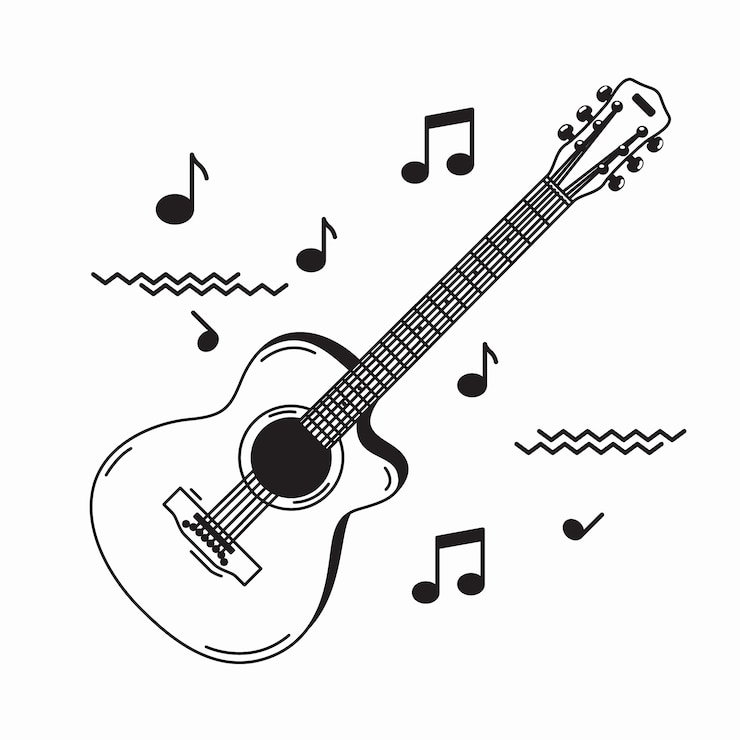 Vecteur gratuit illustration de guitare dessinée à la main
