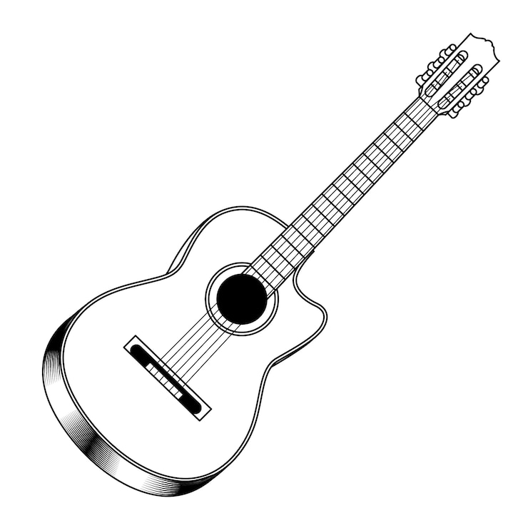 Vecteur gratuit illustration de guitare dessinée à la main