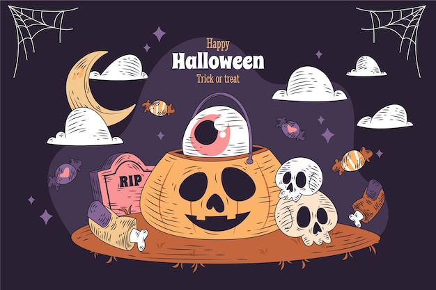 Vecteur gratuit illustration d'halloween dessinée à la main