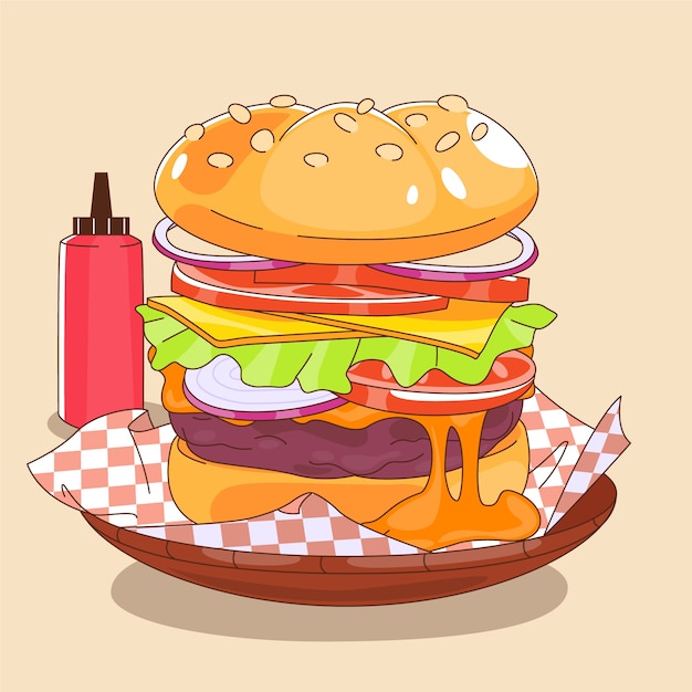 Vecteur gratuit illustration de hamburger dessiné à la main