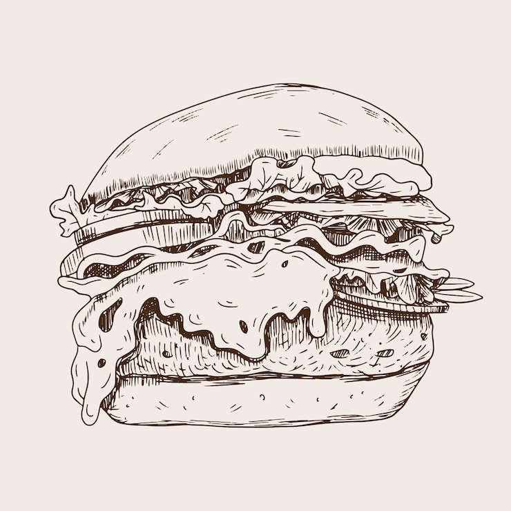 Vecteur gratuit illustration de hamburger dessinée à la main