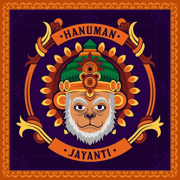 Illustration De Hanuman Jayanti Dessinée à La Main