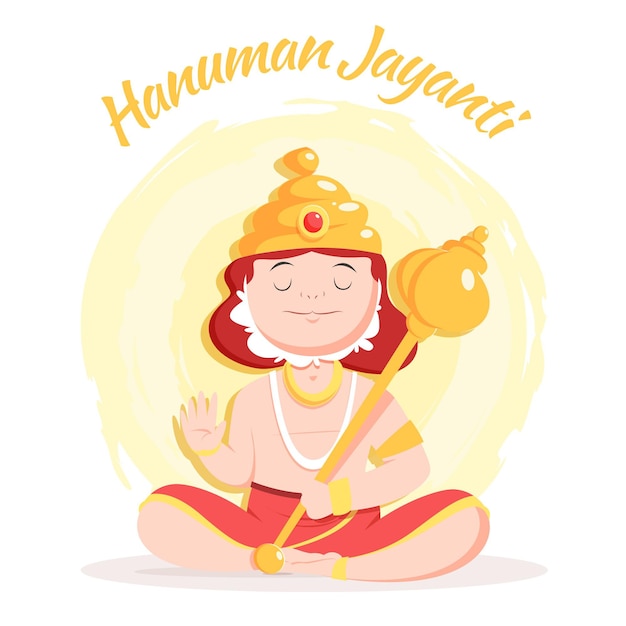 Vecteur gratuit illustration de hanuman jayanti dessinée à la main