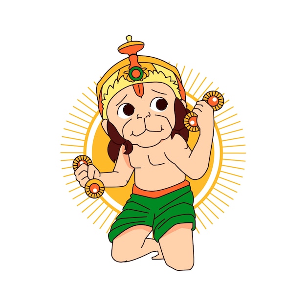 Vecteur gratuit illustration de hanuman jayanti dessinée à la main