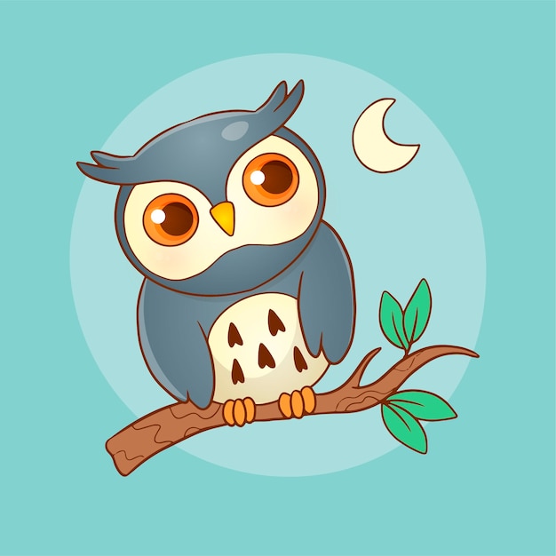 Vecteur gratuit illustration de hibou de dessin animé dessiné à la main