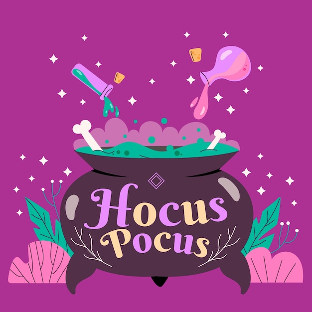 Illustration De Hocus Pocus Plat Pour La Célébration D'halloween