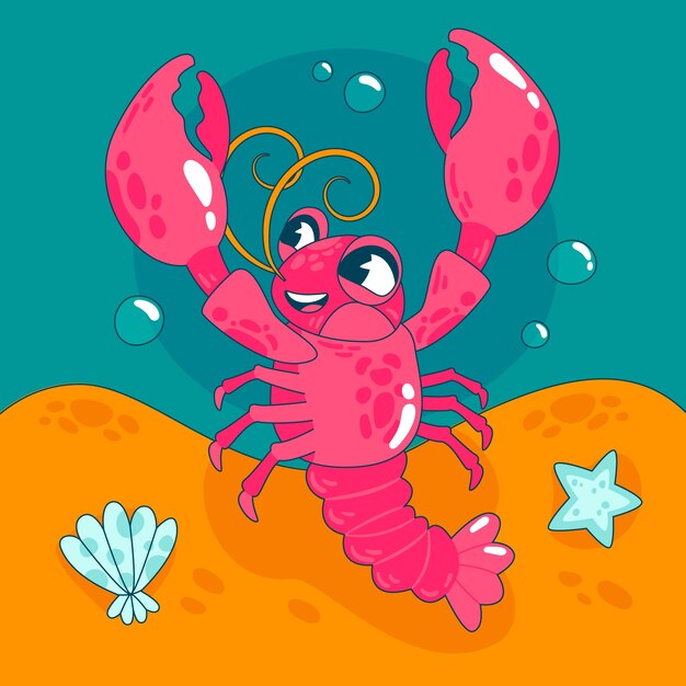 Illustration de homard dessiné main