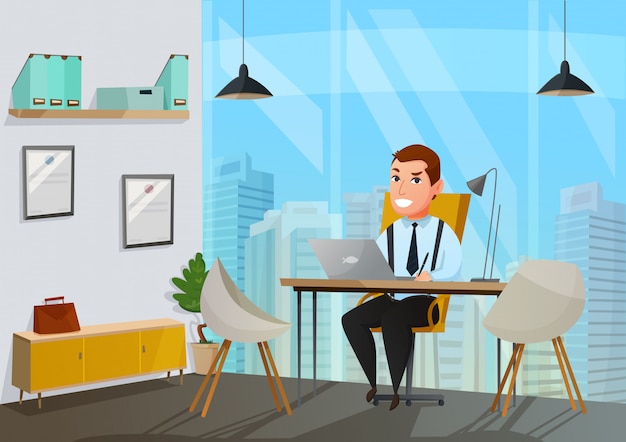 Vecteur gratuit illustration d'homme au bureau