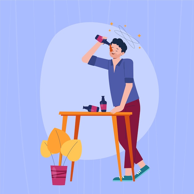 Illustration d'homme ivre dessiné à la main