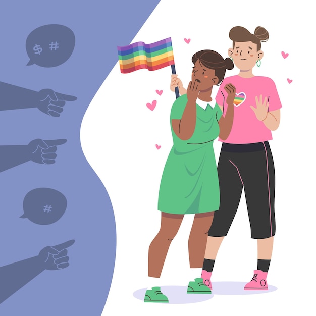 Vecteur gratuit illustration de l'homophobie d'arrêt dessiné à la main