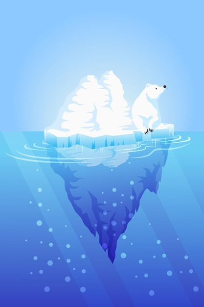 Illustration de l'iceberg avec ours polaire