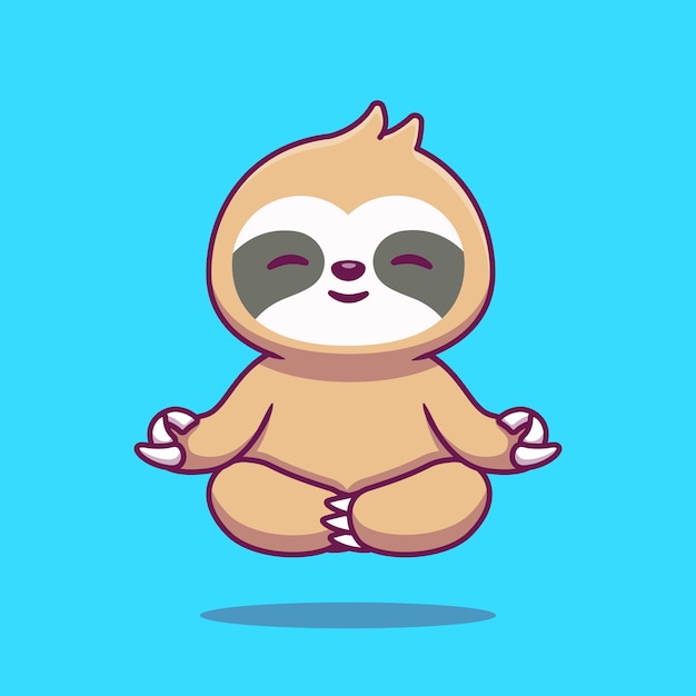 Illustration d'icône de dessin animé mignon paresseux Yoga.