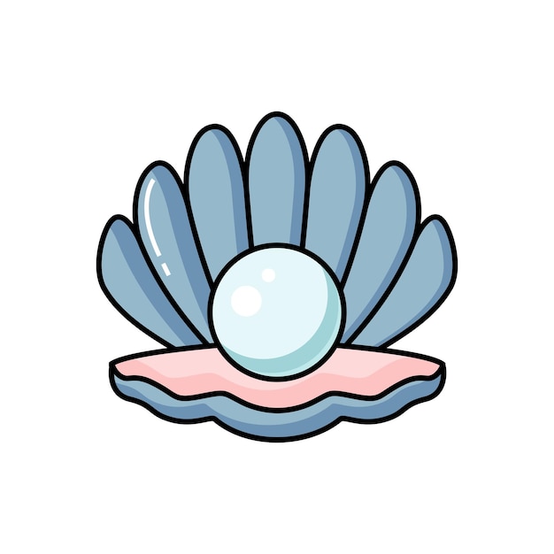 Vecteur gratuit illustration d'icône vectorielle. coquillage coloré avec perle.