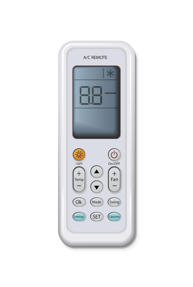 Vecteur gratuit illustration d'icône vectorielle réaliste commande à distance de climatiseur pour systèmes divisés isolé