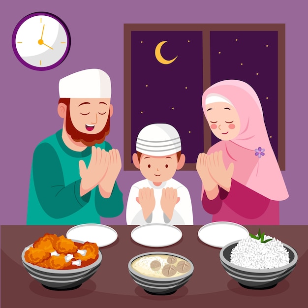 Vecteur gratuit illustration de l'iftar plat