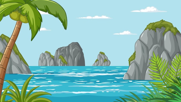 Vecteur gratuit illustration de l'île paradisiaque tropicale