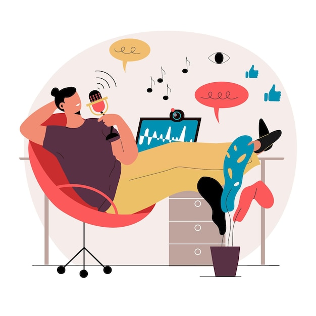 Illustration d'influenceur de podcast