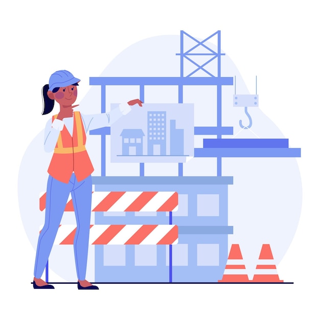 Vecteur gratuit illustration d'ingénierie et de construction