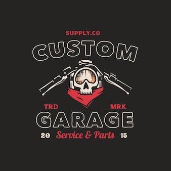 Illustration d'insigne de logo de club de moto de garage vintage