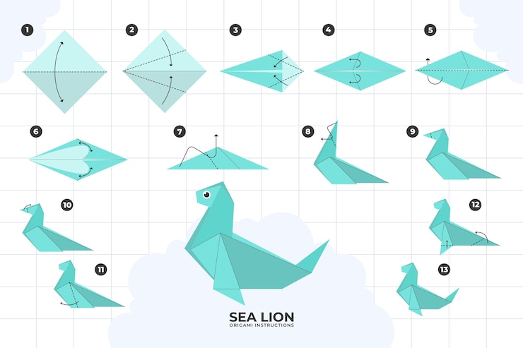 Vecteur gratuit illustration d'instructions d'origami dessinées à la main