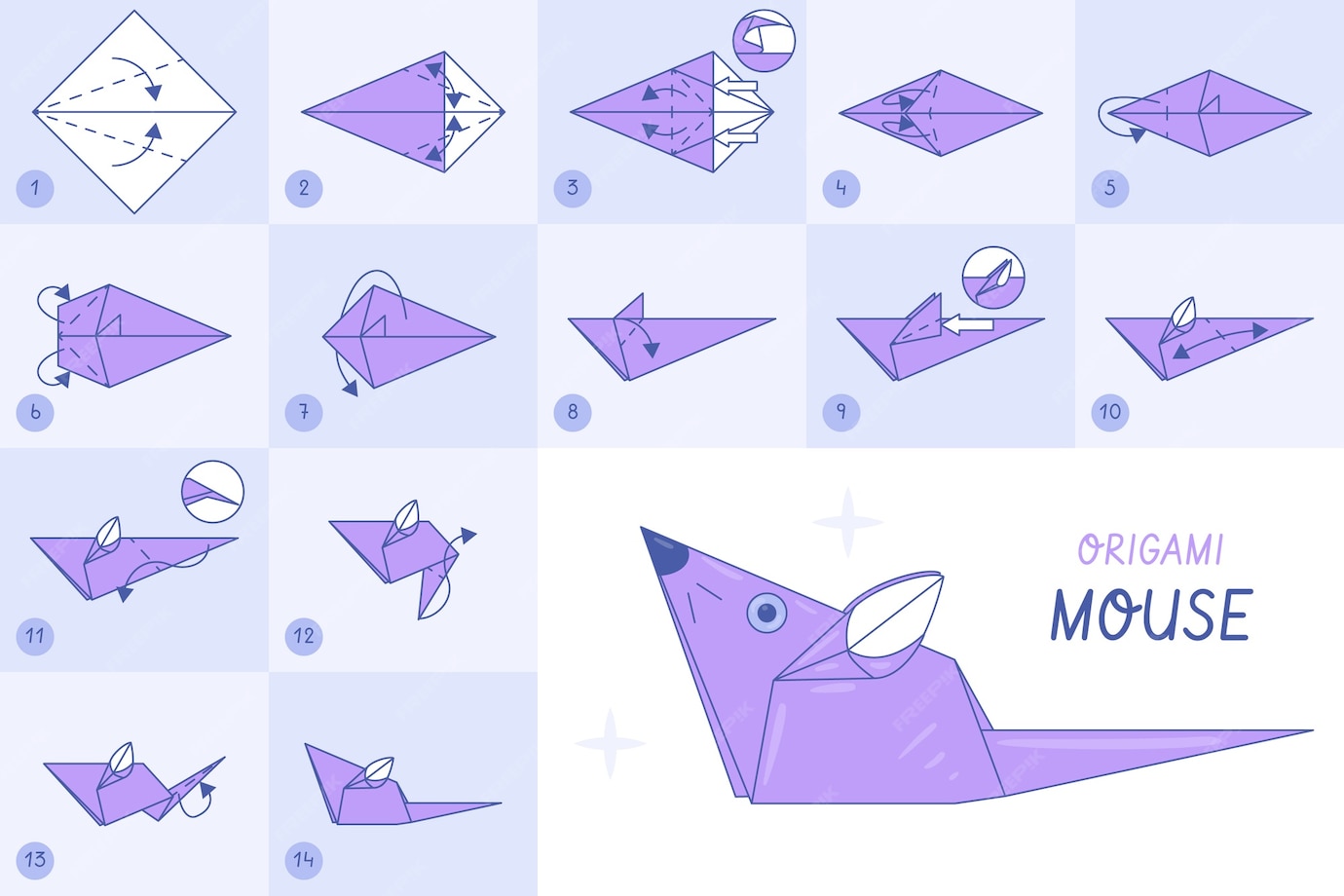 Illustration D instructions D origami Dessin es La Main Vecteur illustration-d-instructions-d-origami-dessin-es-la-main-vecteur