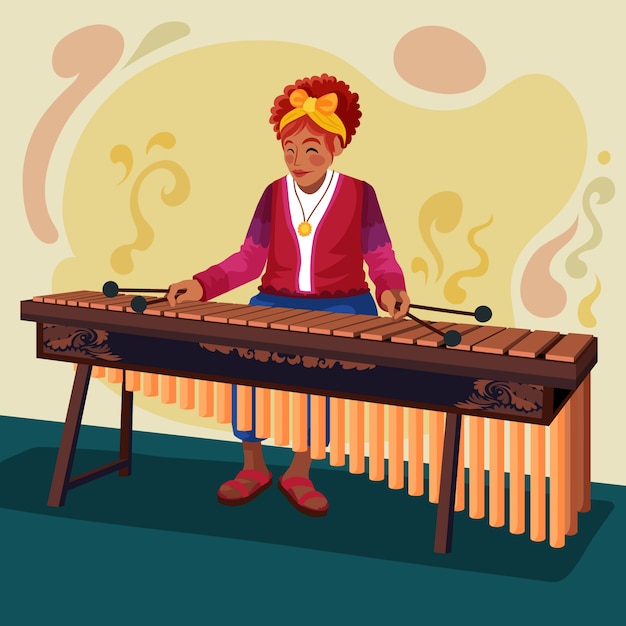 Vecteur gratuit illustration d'instrument marimba dessiné à la main