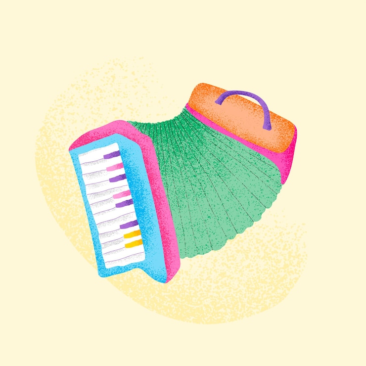 Vecteur gratuit illustration d'instrument de musique autocollant accordéon vert