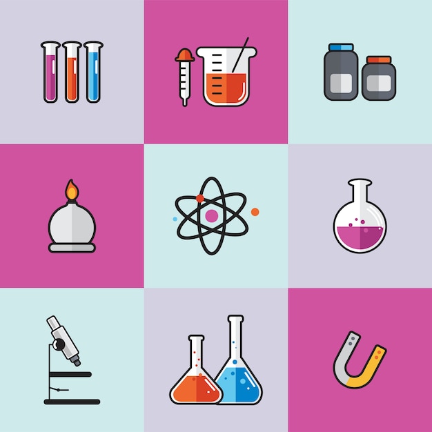 Vecteur gratuit illustration des instruments de laboratoire de chimie