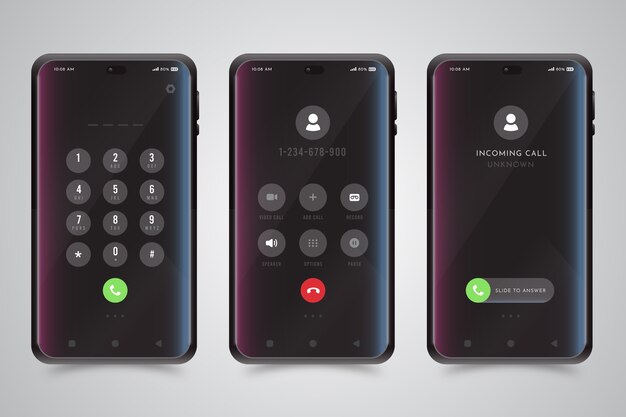 Illustration de l'interface de l'écran d'appel téléphonique