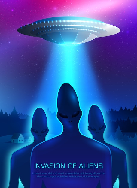 Vecteur gratuit illustration d'invasion extraterrestre