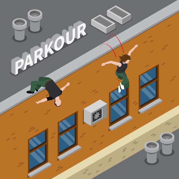 Illustration Isométrique Du Parkour