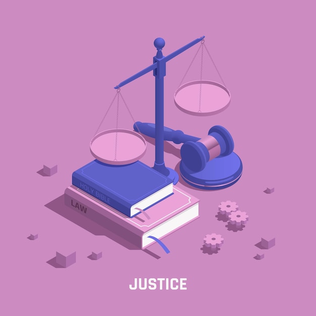 Vecteur gratuit illustration isométrique de la justice