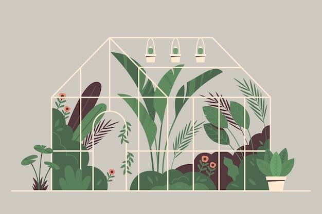 Vecteur gratuit illustration de jardin botanique dessiné à la main