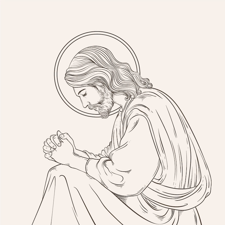 Vecteur gratuit l'illustration de jésus dessinée à la main