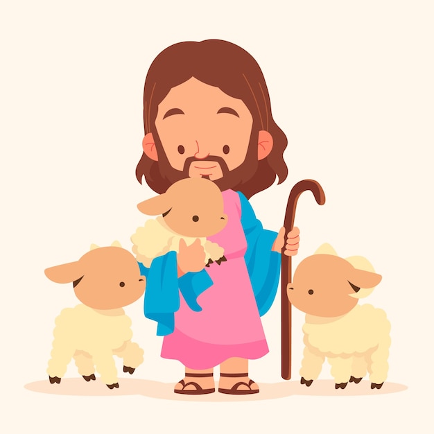 Illustration de jésus kawaii dessinés à la main