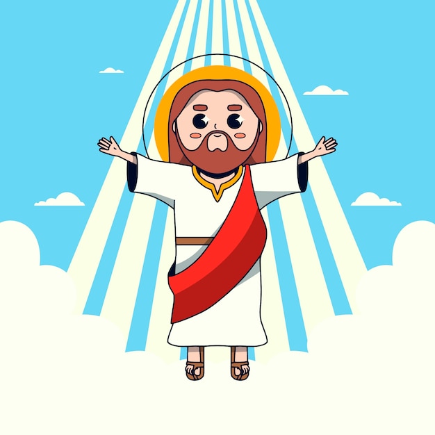 Vecteur gratuit illustration de jésus kawaii dessinés à la main