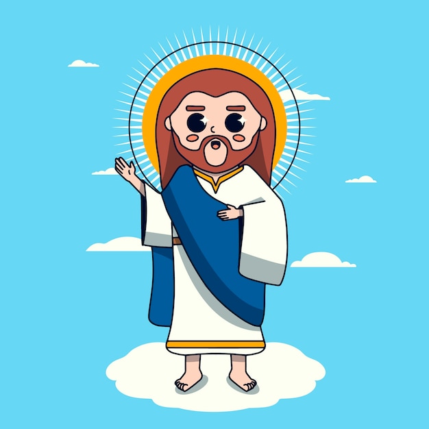 Vecteur gratuit illustration de jésus kawaii dessinés à la main