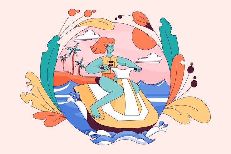 Vecteur gratuit illustration de jet ski dessiné à la main