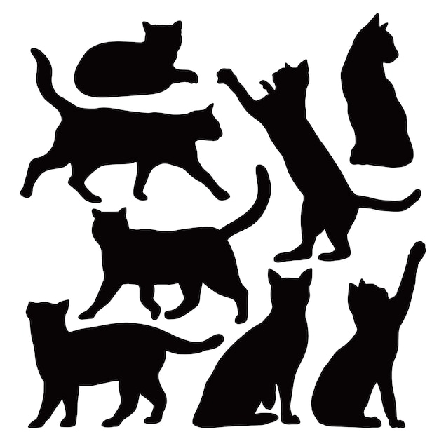 Illustration de jeu de silhouette d'animaux dessinés à la main