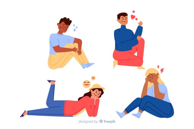 Illustration de jeunes avec différentes émotions
